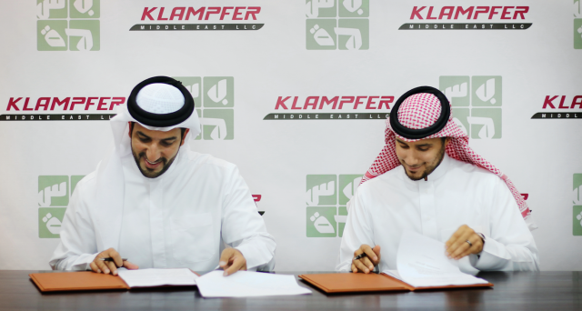 Sheikh Sultan bin Ahmed Al Qasimi, Chairman, Basma Group Sharjah, and Prince Khaled bin Alwaleed bin Talal, Chairman, KBW Investments signing at Basma Group Sharjah, April 12, 2016.