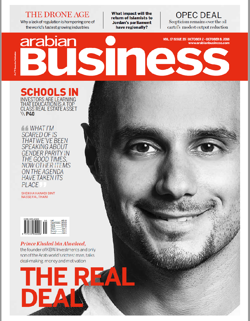 HRH Prince Khaled bin Alwaleed at Arabian Business cover story 